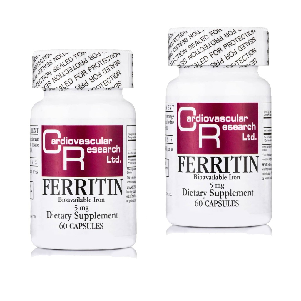 Cardiovascular Research Ferritin Iron Suplemento para Mujeres y Hombres 5 mg 120 cápsulas - 2 Pack Saver