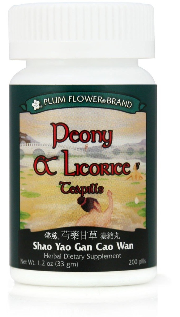 Peony & Licorice Teapills (Shao Yao Gan Cao Wan), 200 ct, Plum Flower