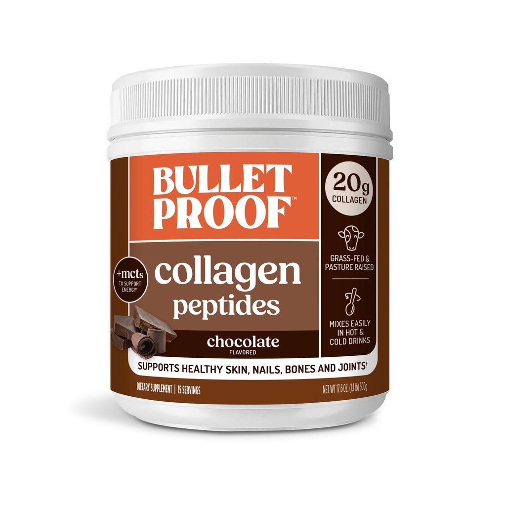Colágeno de chocolate impermeable con aceite MCT, 19g Proteína, 17.6 Oz, péptidos de colágeno y ácidos aminoácidos para la piel sana, huesos y juntas, embalaje mayo Vary