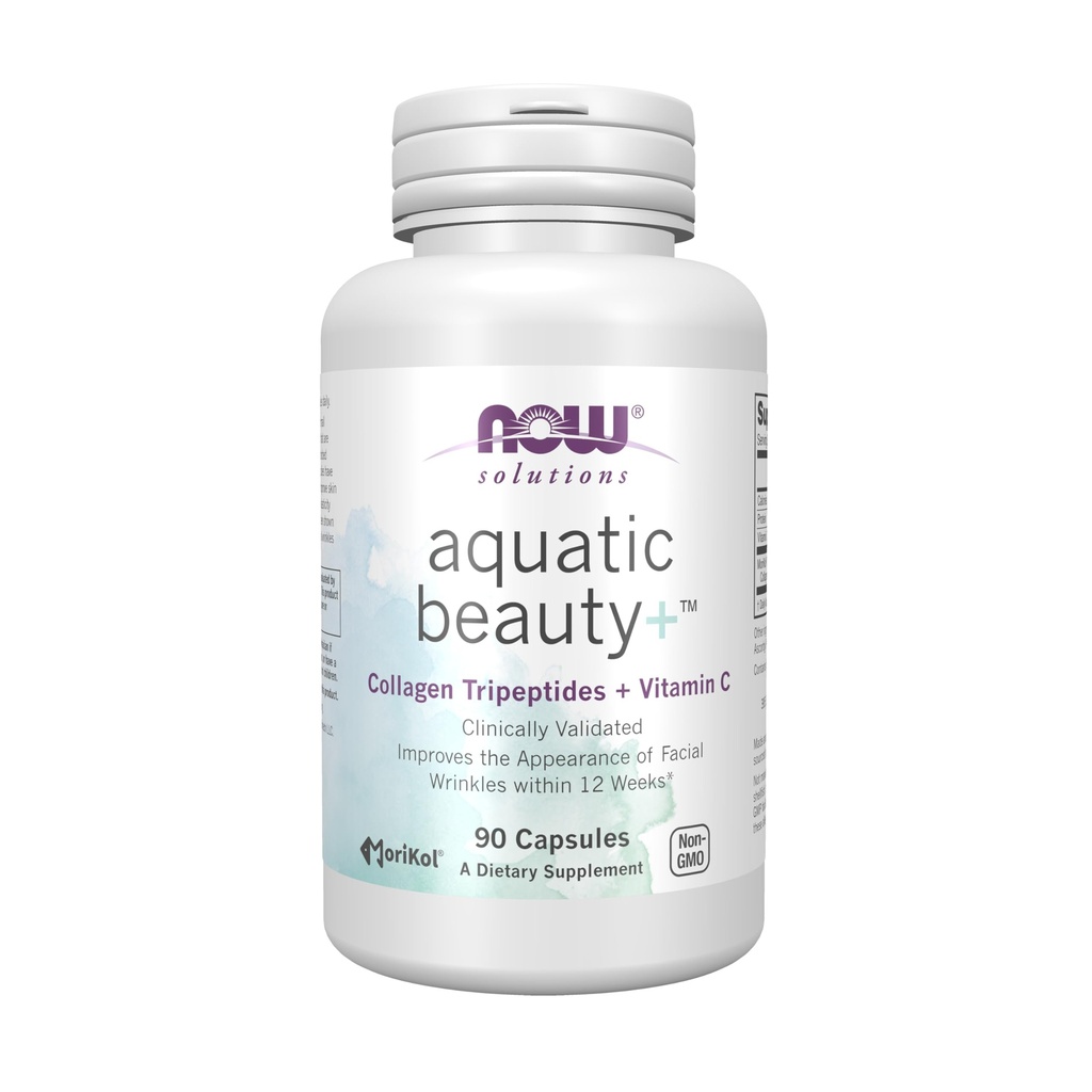 AHORA Foods Solutions Aquatic Beauty+ Capsules - Marine Collagen and Vitamin C Supplement for Youthful Skin*, Non-GMO, 60 cápsulas