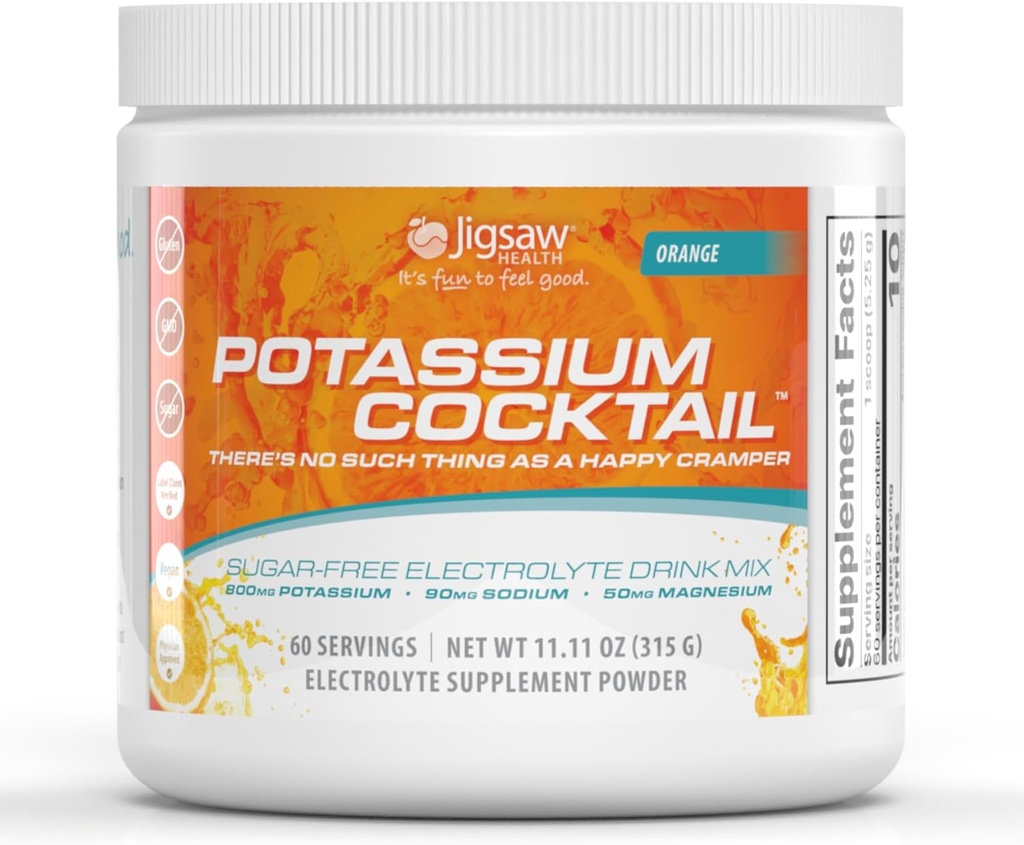 Jigsaw Health Potassium Cocktail ← Anteriormente Pickleball Cocktail ← Orange Flavor ← 60 Servings (Jar)