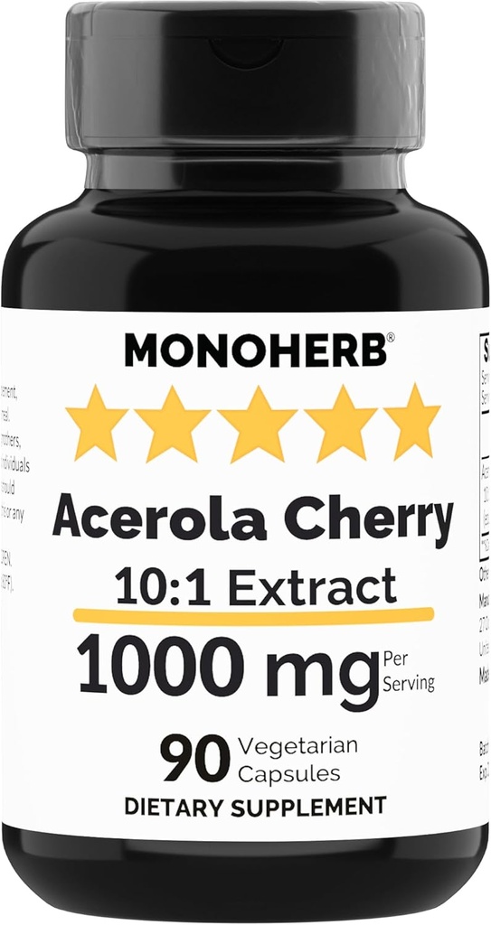 MONOHERB Acerola Cherry Extracto 1000 mg - 90 cápsulas