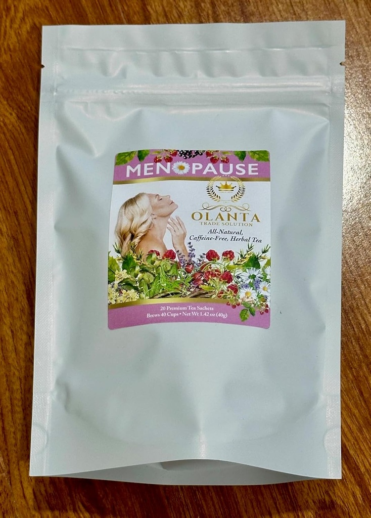 TEA DE MENOPAUSE NATURAL - suplementos herbales para mujeres, soporta equilibrio hormonal, soporte cuando Flashes calientes, mezcla de menopausia, Ashwagandha - 20 Sachets de té Premium