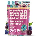SuperMush Sleep Gummies for Adults - Mushroom Supplement with Magnesium Citrate, L-Theanine, Chaga, Reishi & Chamomile for Deep Sleep, REM & Detox - Vegan &amp; Sugar-Free - 60 Gummies (30 Servings)