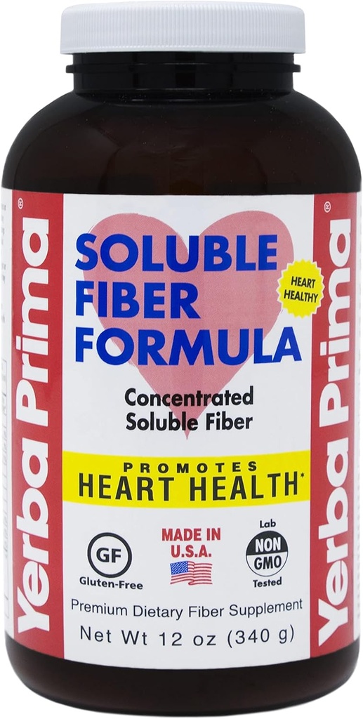 Yerba Prima Soluble Fiber Formula Powder, 12 onzas - Premium Dietary Fiber Supplement, Natural, Concentrated Soluble Fiber, Gluten Free, Non-GMO, Made in USA
