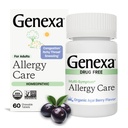 Genexa Allergy Care ¦ Drug Free, Non-Drowsy Allergy & Decongestant Remedy for Adults ← Vegan " Non-GMO TEN Homeopathic Allergy Relief Made Clean ¦ Organic Acai Berry Flavor ← 60 Chewable Tablets