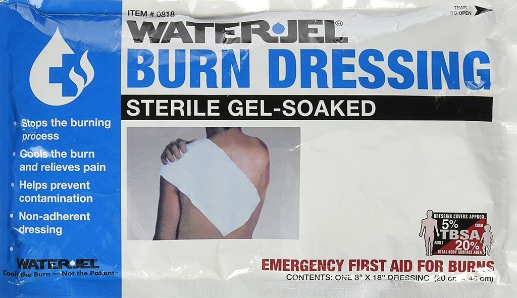 Vestir de emergencia de agua Jel, 8" x 18"