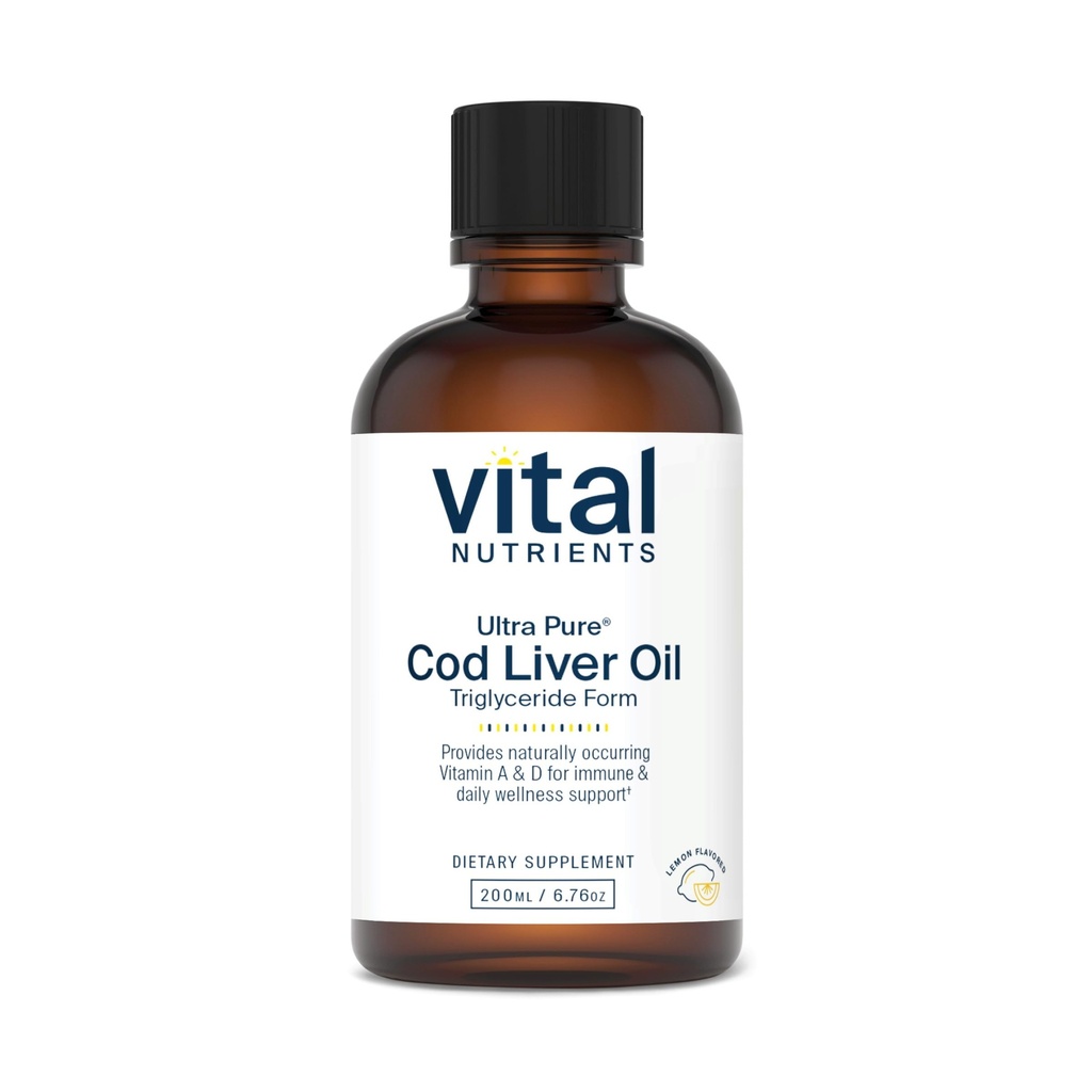 Nutrientes Vitales - Aceite de Hígado de Cod Ultra Puro 1025 (Grado Pharmaceutical) - 100% Aceite de Hígado de Cod Noruega Puro - 200 ml por botella