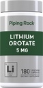 Piping Rock Lithium Orotate Suplemento Silencio 5mg  180 Capsules ← Non-GMO, Gluten Free