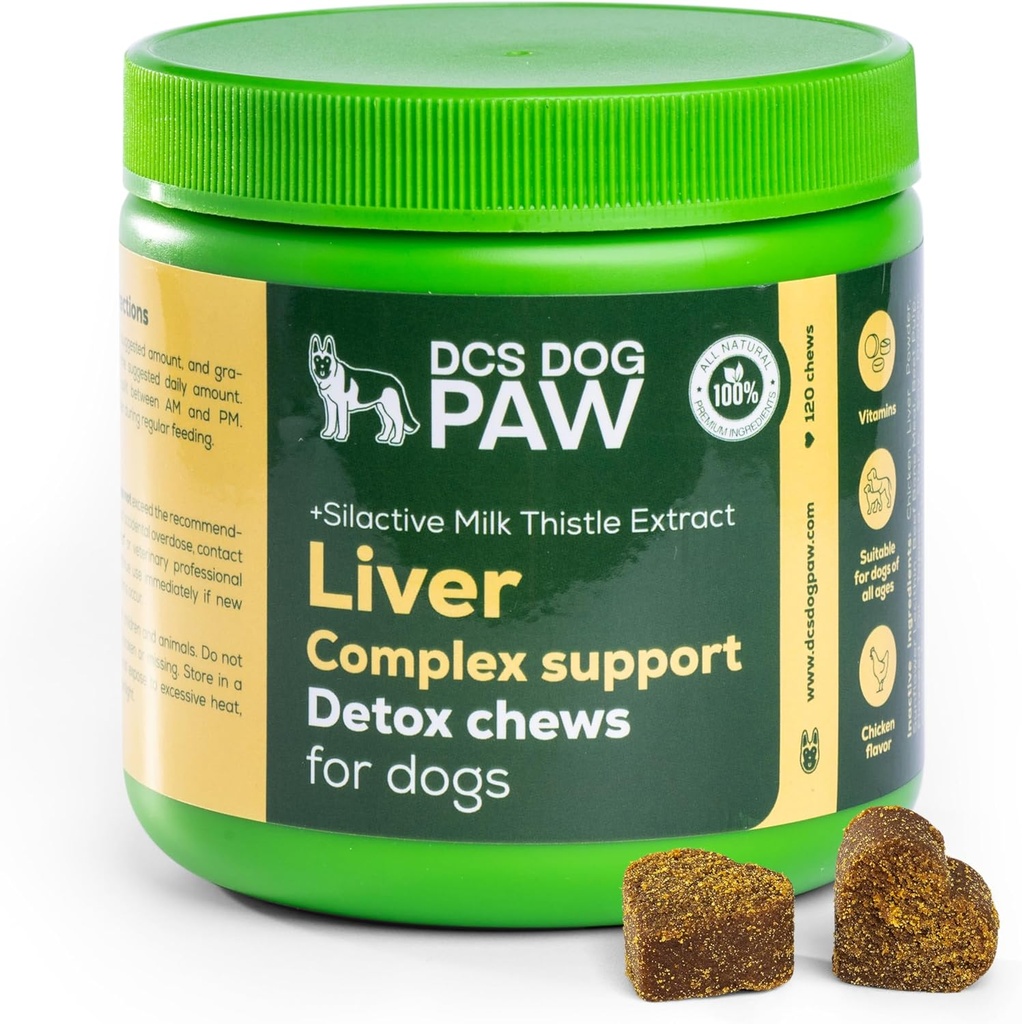 Hierba &amp; Riñón Suplemento Perro Detox Chews, Soporte Complejo con alto nivel Leche Extracto para la salud de los perros, 120 Chicken Flavored Vitamin Bites para todos los perros Breeds