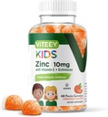 Viteey Zinc para niños Gummies 10mg, con vitamina C & Echinacea - Soporte inmunológico, potente antioxidante natural, niños Zinc vitamina Suplemento - Vegan, Gelatin Gratis - Tasty Chewable Orange Flavor Gummy
