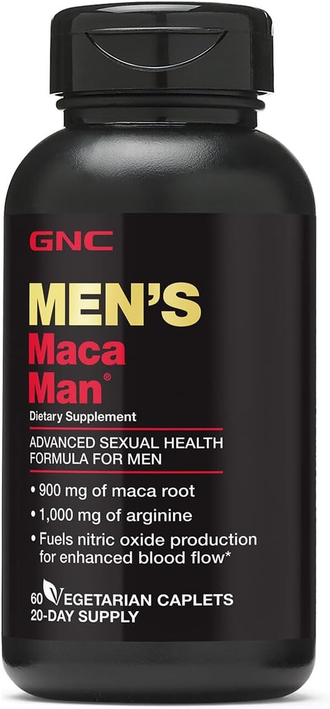 GNC Hombres Maca Man, 60 cápsulas, Fuels Nitric Oxide Production for Enhanced Blood Flow
