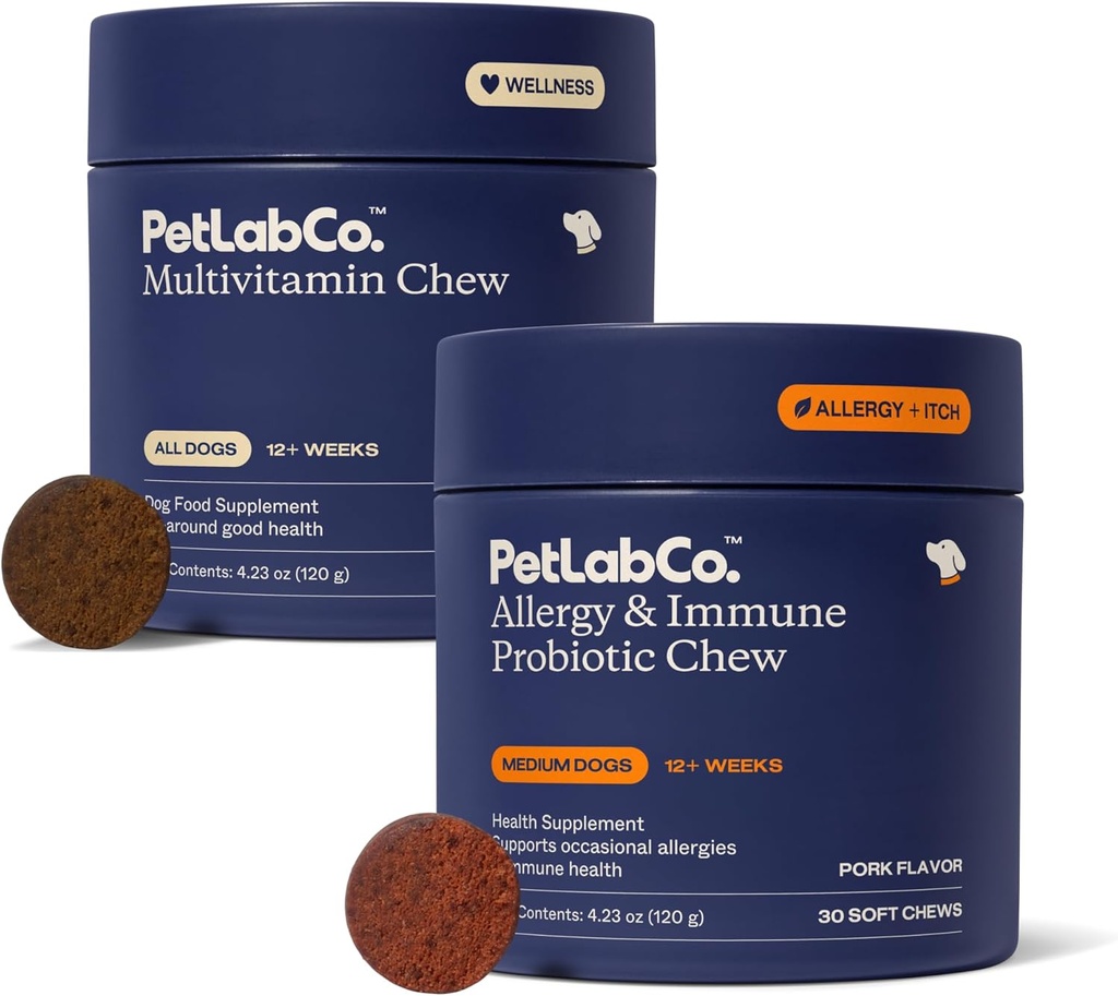 PetLab Co. – Allergy & Multivitamin Bundle: Once Daily Tailored Seasonal Allergy Support for Dogs 30 Count &amp; Dog Vitamins and Supplements to Support Global Health & Immune System 30 Count