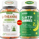 NEVISS Sugar Free L-Theanine Calm Gummies 120 Condes + Azúcar Gratis 5-HTP Gummies 120 Condes