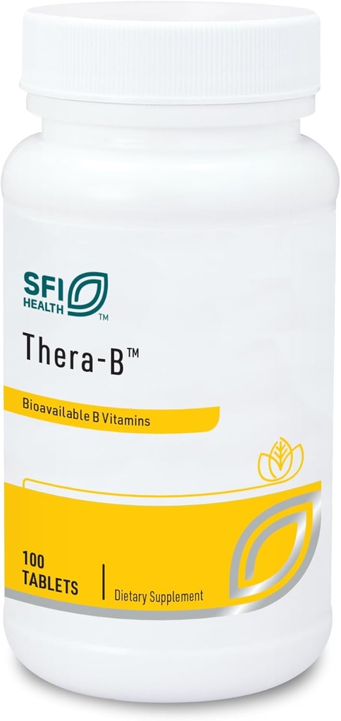 Klaire Labs SFI Health Thera-B - Essential Vitamin B Complex, Hypoallergenic Formula with Activated Metafolin Folate (L-5-MTHF), Biotin &amp; Methylcobalamin (100 Tablets)