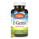 Carlson - E-Gems, 100 UI, salud cardíaca y bienestar óptimo, antioxidante, 250 geles blandos