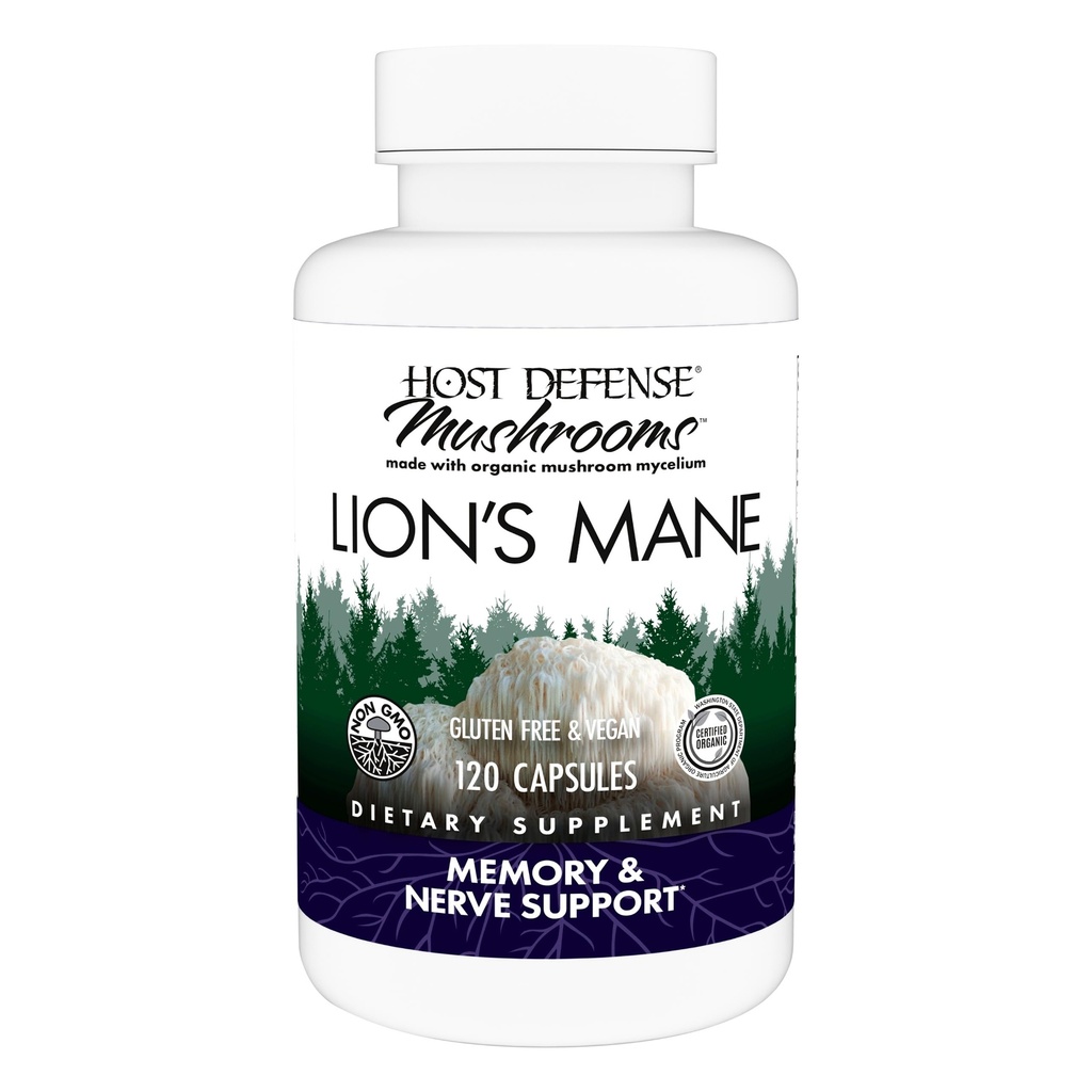Hojas de Defensa Anfitriona Lion's Mane - Suplemento de cápsulas para el apoyo a la salud cerebral - Apoyo a la función de memoria de hongos - Immune & Nervous System Suplemento - 120 cápsulas (60 piezas)*
