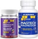 Natural Stacks Magtech Magnesium + Sleep Magnesium Citrate Gummies Bundle - 4 Formas de Magnesio - Apoyos Relajación y Salud Cerebro* - 210 piezas