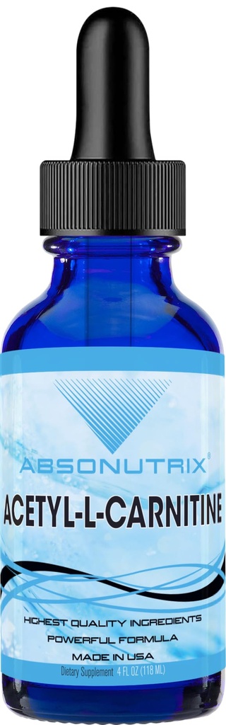 Absonutrix Acetyl L-Carnitine, 593mg por Serving, 200 Potent Servings, Quick Absorption Liquid Drops, Gluten-Free, Third-Party Tested, GMP-Certified, Non-GMO, Made in USA