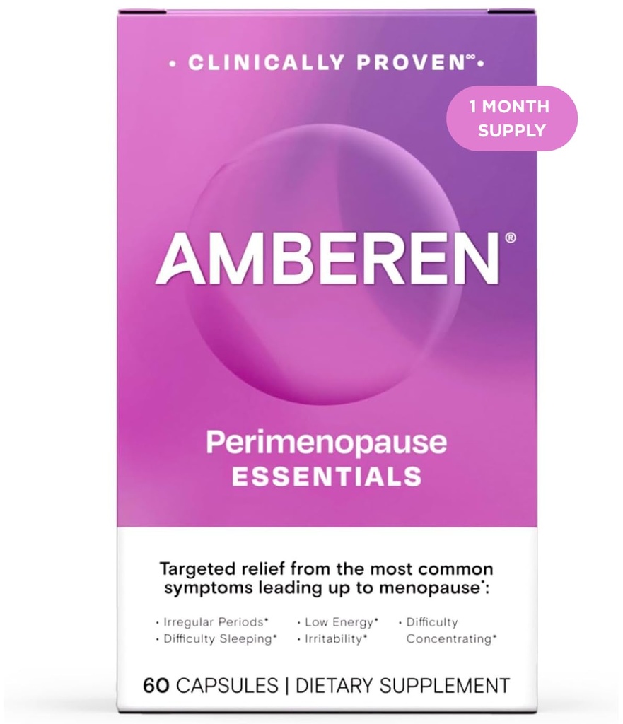 Amberen Perimenopause, Peri-Menopause Multi-Symptom Relief, Vitamina B, Vitamina E &amp; Antioxidantes Suplemento, clínicamente Shown to Help Support Hormone Balance, Hot Flashes & Night Sweats, 60 Conde