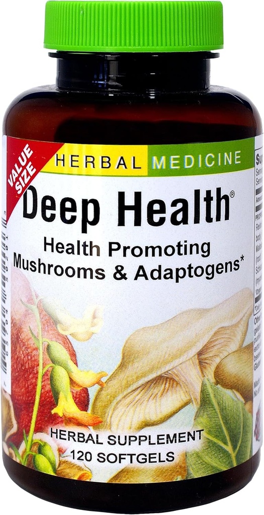 Herbs Etc. Salud Profunda - Suplemento Adaptógeno de Uso diario - Ayudas Salud Inmune &amp; Energía - con Reishi Mushroom - 120 Softgels (120 Servings)
