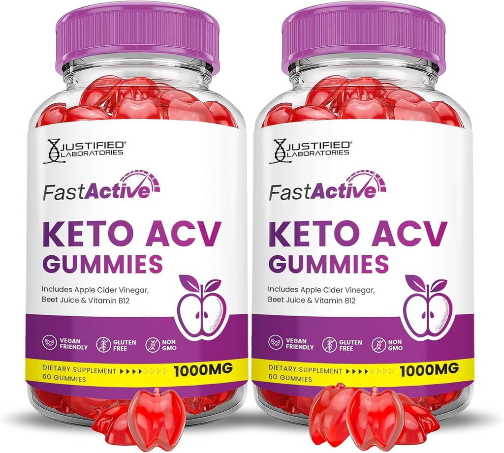 (2 Pack) Fast Active Keto ACV Gummies Advanced Formula 1000MG Fastactive Keto Gummies Apple Sider Vinegar Formulado con Pomegranate Beet Juice Powder B12 Vegan Non GMO 120 Gummys