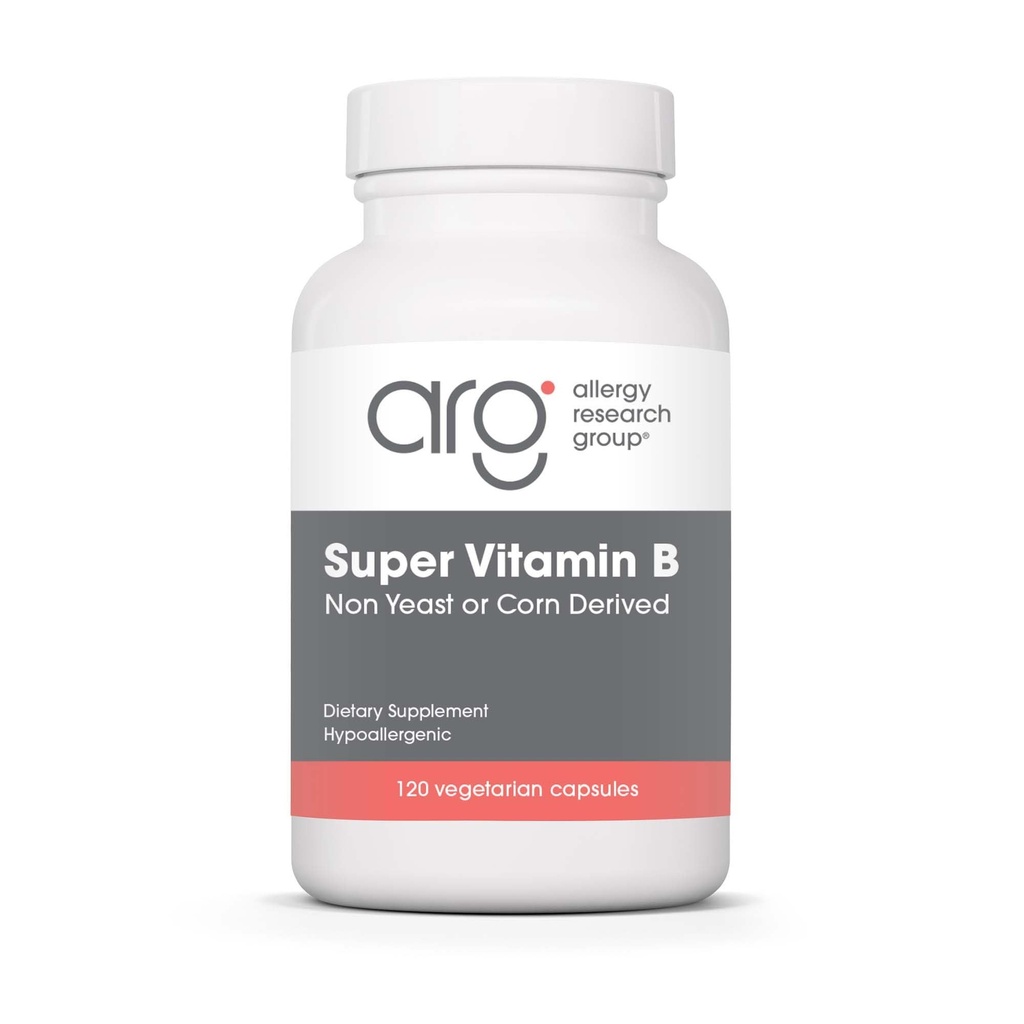 Grupo de investigación de alergia Super vitamina B Suplemento - B Complejo de vitaminas para hombres y mujeres, con vitamina B12 y B6, cápsulas vegetarianas - 120 conteo