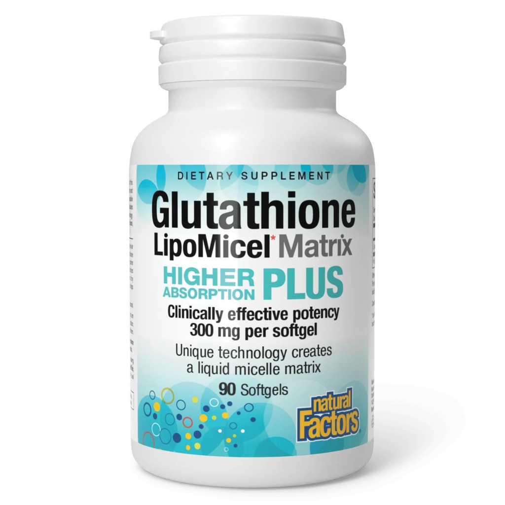 Factores naturales Glutathione LipoMicel Matrix, 300 mg, ofrece una absorción superior &amp; potente soporte antioxidante, 90 Softgels