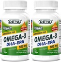 DEVA Vegan Omega-3 DHA-EPA 500MG 2-Pack – No Carrageenan, aceite no fish derivado de Algae, No GMO, 60 Gelatin-Free Softgels Ea
