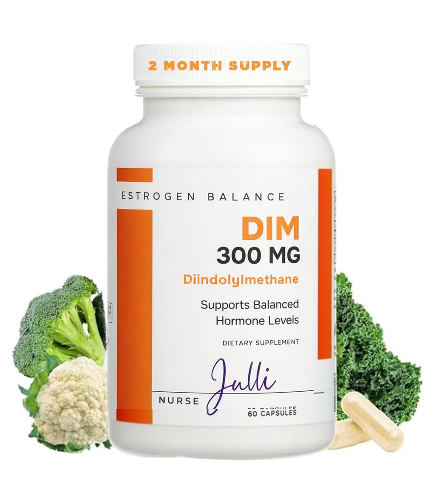 DIM Estrogen Supplement for Women - Hormone Balance & Harmony Support for Menopause, PCOS & Hormonal Acne with Antioxidant Properties - 300 Mg, 60 Count (Pack of 1)