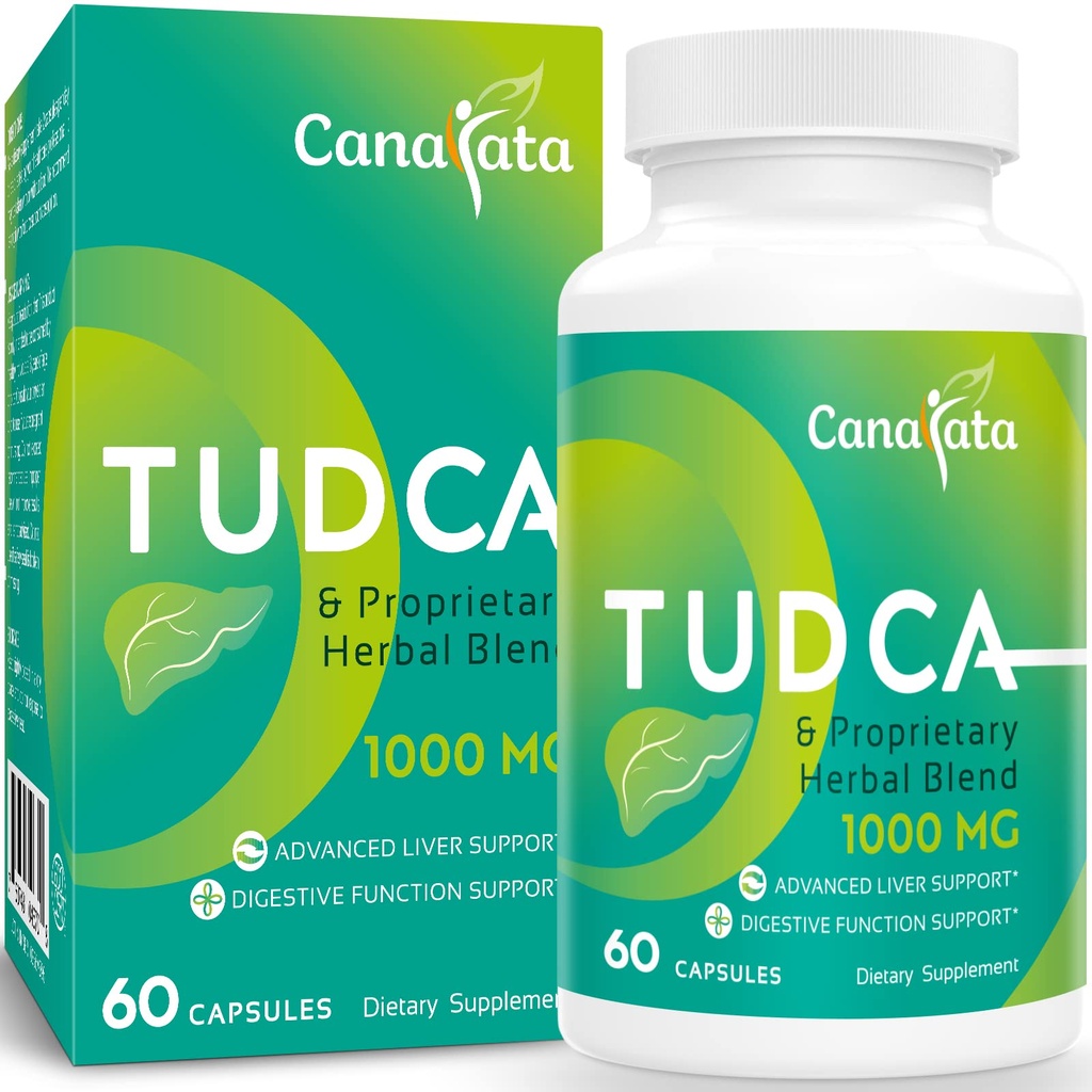 TUDCA Liver Support Suplementos 1000mg - 60 cápsulas Vegan, UDCA Sal de Bile con Milk Thistle Herbal Blend Formula for Liver Cleanse Detox &amp; Repair