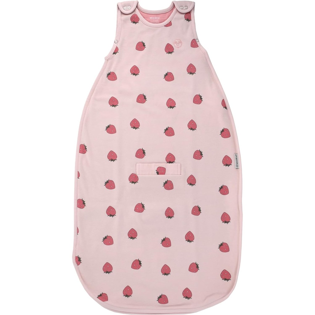 Woolino Merino Wool y algodón orgánico Ultimate Baby Sleep Sack - 4 Season Baby Wearable Blanket - Bolsa de dormir ajustable de dos brazos - Tamaño universal (2-24 meses) - Fresa