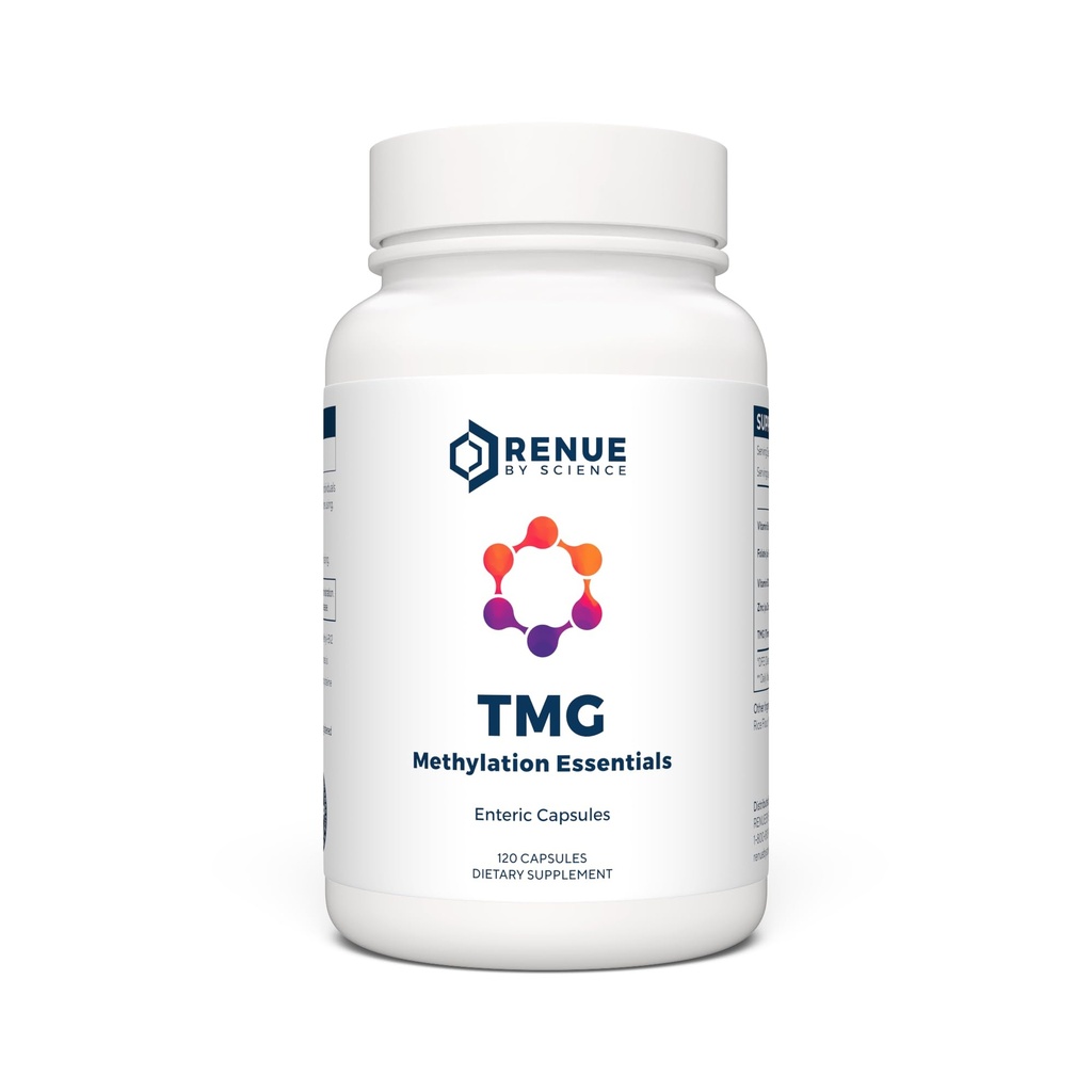 Renue By Science TMG ← High Strength TMG Suplementos tención 120 Trimethylglycine Capsules - 900mg TMG por Serving with Vitamin B12 Vitamin B6 Folate " Zinc ← Hecho en los Estados Unidos " Tested