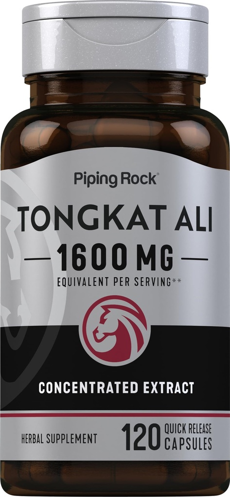 Piping Rock Tongkat Ali Silencio 1600mg Silencio 120 Capsules Silencio Longjack Extract Silencio Herbal Suplemento Silencio No GMO, Gluten Gratis