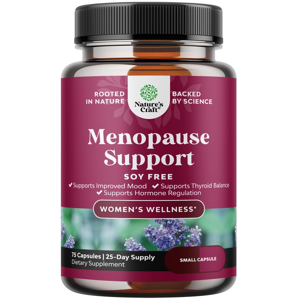 Suplemento completo de la menopausia de hierbas para mujeres - Soy libre de hormonas de la mujer cápsulas de equilibrio para las sudaderas nocturnas flashes calientes " grifos con Dong Quai, Chaste Berry " Negro Cohosh Root - 75 conde Pack
