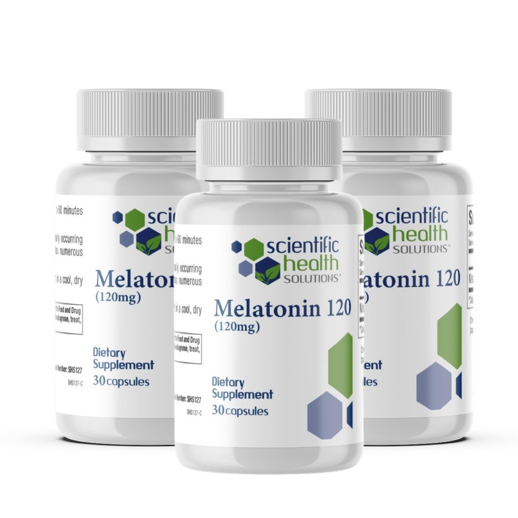 Melatonina 120mg ← Melatonina de dosis única en cápsulas fáciles de cambiar Ø Vegan, No Gluten-Free ← US-Made Extra Strength Melatonin (3-Pack)