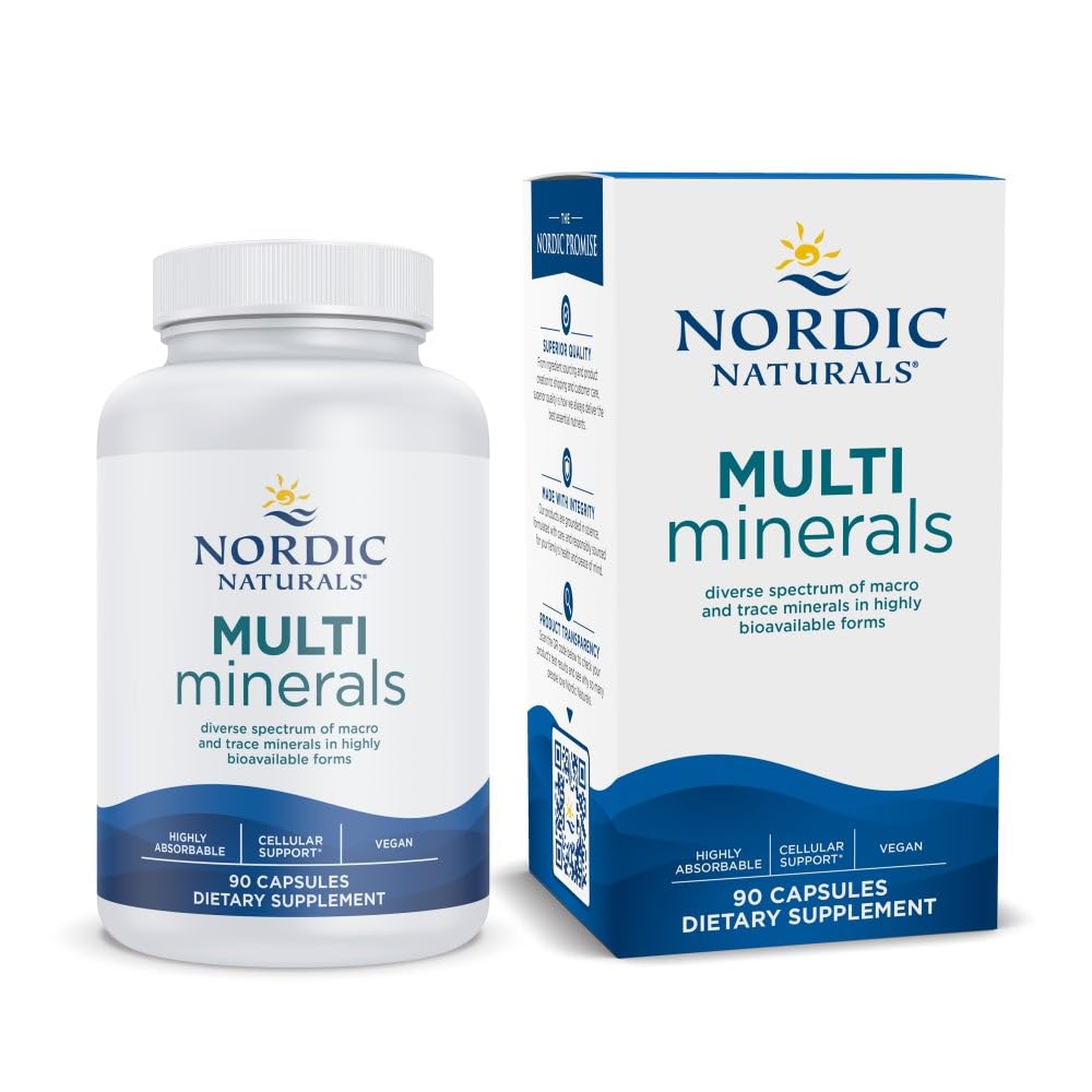 Naturales Nórdicos Multi Minerales, Desarrollados - 90 Capsules - 11 Minerales Esenciales - Salud Optimal & Wellness - Certified Vegan - No GMO - 30 Servimientos