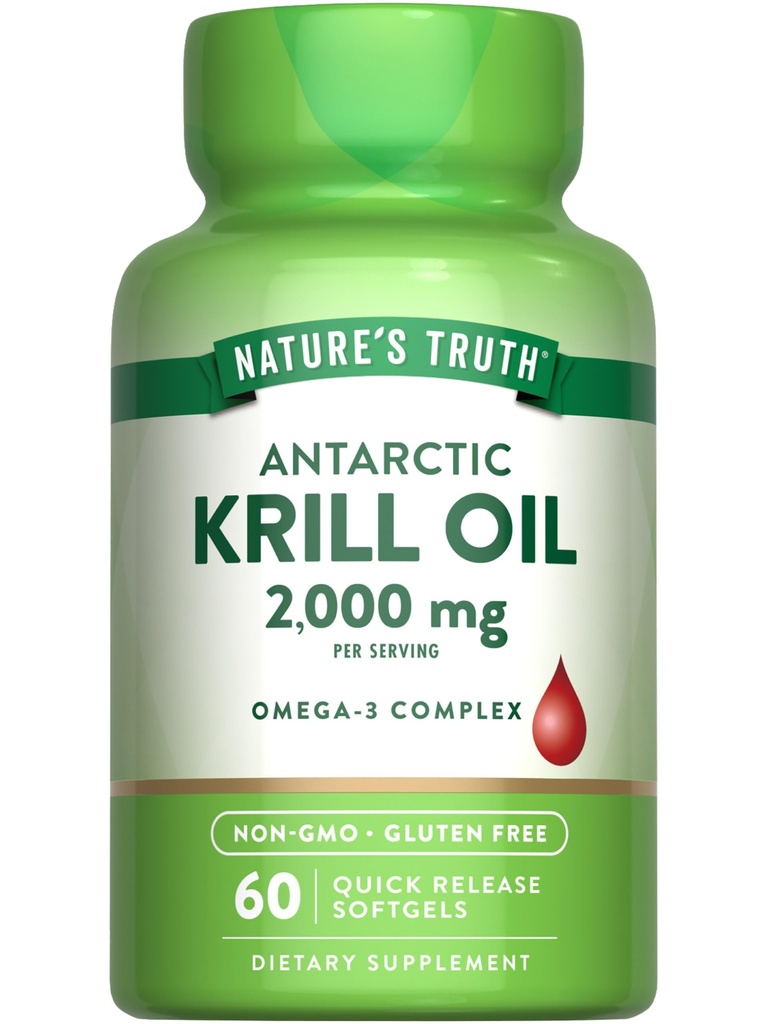 La verdad de la naturaleza Antártida Krill Oil 2000mg Softgels tención 60 Cuenta  durable Omega-3 con EPA &amp; DHA ← No Gluten Suplemento Libre