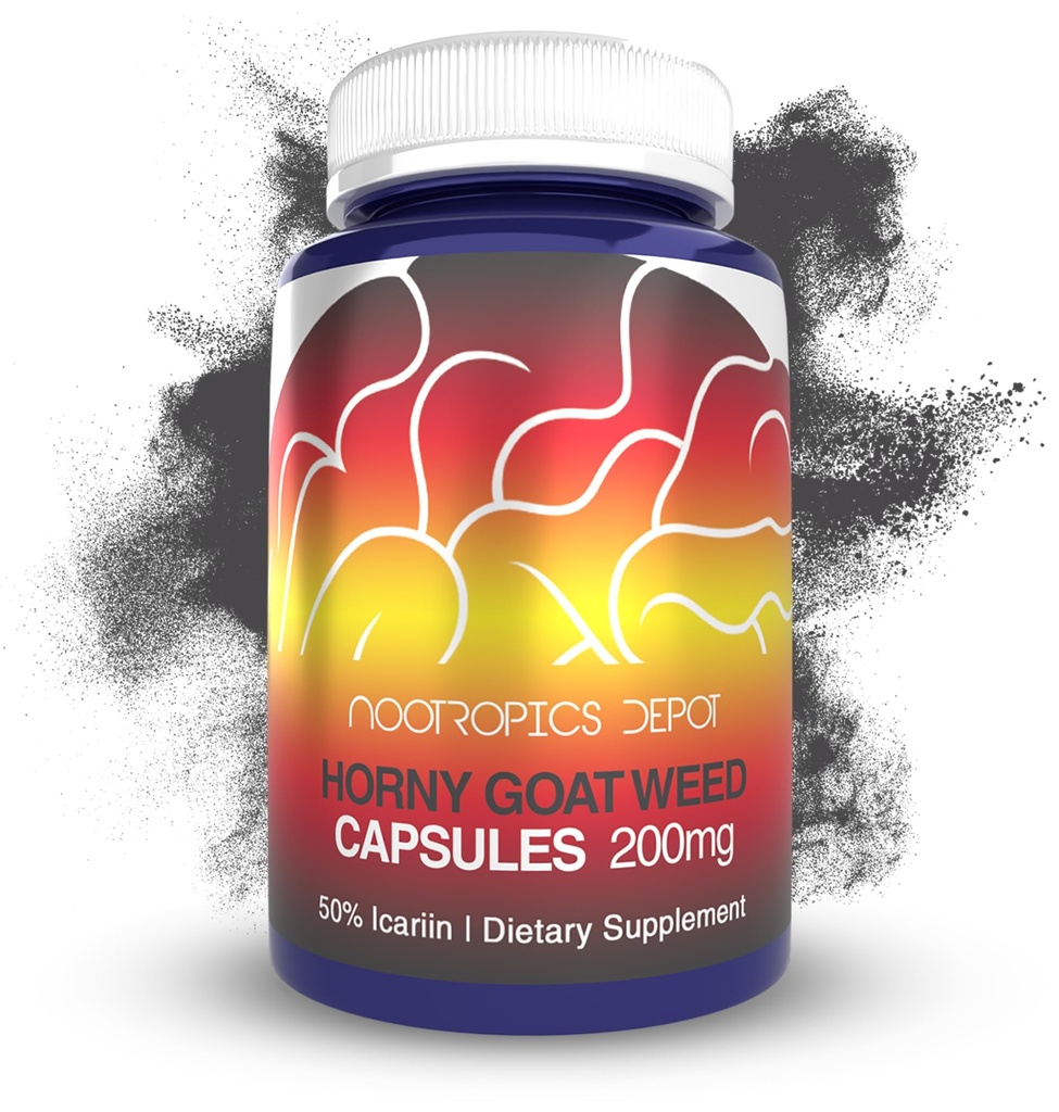 Nootropics Depot Horny Goat Weed Capsules ← 200mg Silencio 90 Conde Silencio Mínimo 50% Icariin ← Epimedium brevicornum