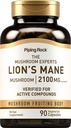 Piping Rock Lions Mane Supplement Capsules ← 2100mg Silencio 90 Conde ← Mushroom Fruiting Body Extract for Hombres y Mujeres