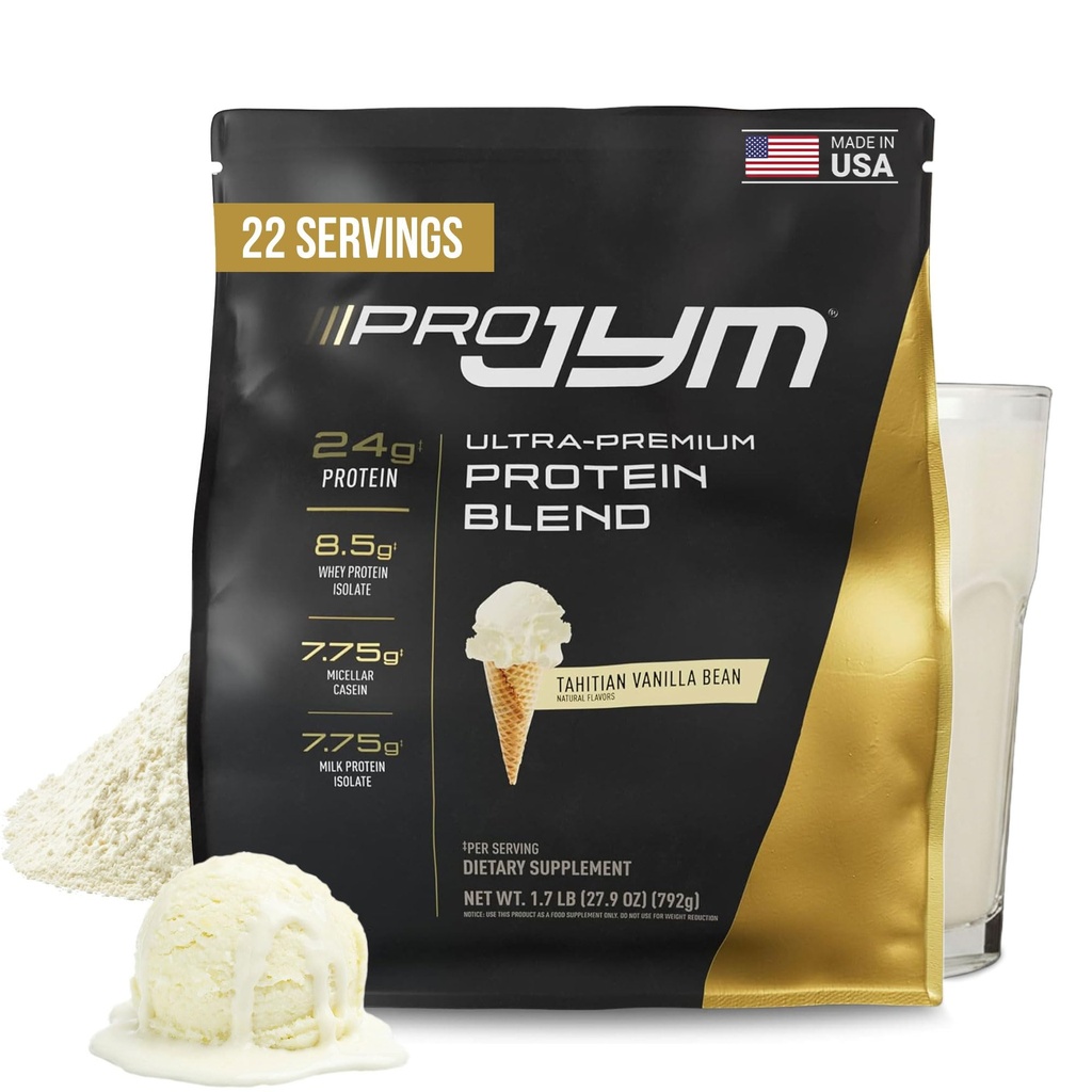 JYM Suplemento Ciencia Pro JYM Tahitian Vanilla Protein Powder - Whey Protein Isolates, Casein, &amp; Milk Protein, Lean Muscle Building for Men &amp; Women, 22 Servings