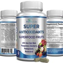 Super Antioxidante Complejo de Superalimentos de Fruta - Potentes Superfruits Antioxidantes, Acai, Goji, Noni, Mangosteen, Pomegranate, Elderberry, Resveratrol, Immune Support, Skin Care - 60 cápsulas