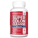 Health Plus Super Colon Cleanse Night Fórmula Apoyo Digestivo Silencio Constipation Relief to Reduce Bloating with Probiotics and Valerian Root for Sleep TEN Más de 1 Cleanse, 60 Capsules