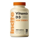 Incite Nutrition Vitamina D 5000 iu - 400 Premium Vitamina D3 Easy-Swallow Micro Tablets - High Strength Cholecalciferol VIT D3 5000iu - Suplemento vegetariano - Hecho en el Reino Unido