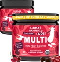 Llama Naturals Niños Gummies multivitamínicos, Vegan, Orgánica con Vitamina D, C & K, Vitaminas de Gummy de Fruto Real Toddler, Suplemento Chewable, Multivitamínico de Alimentos enteros, No Añadido caña de azúcar, cereza, 2 Pk