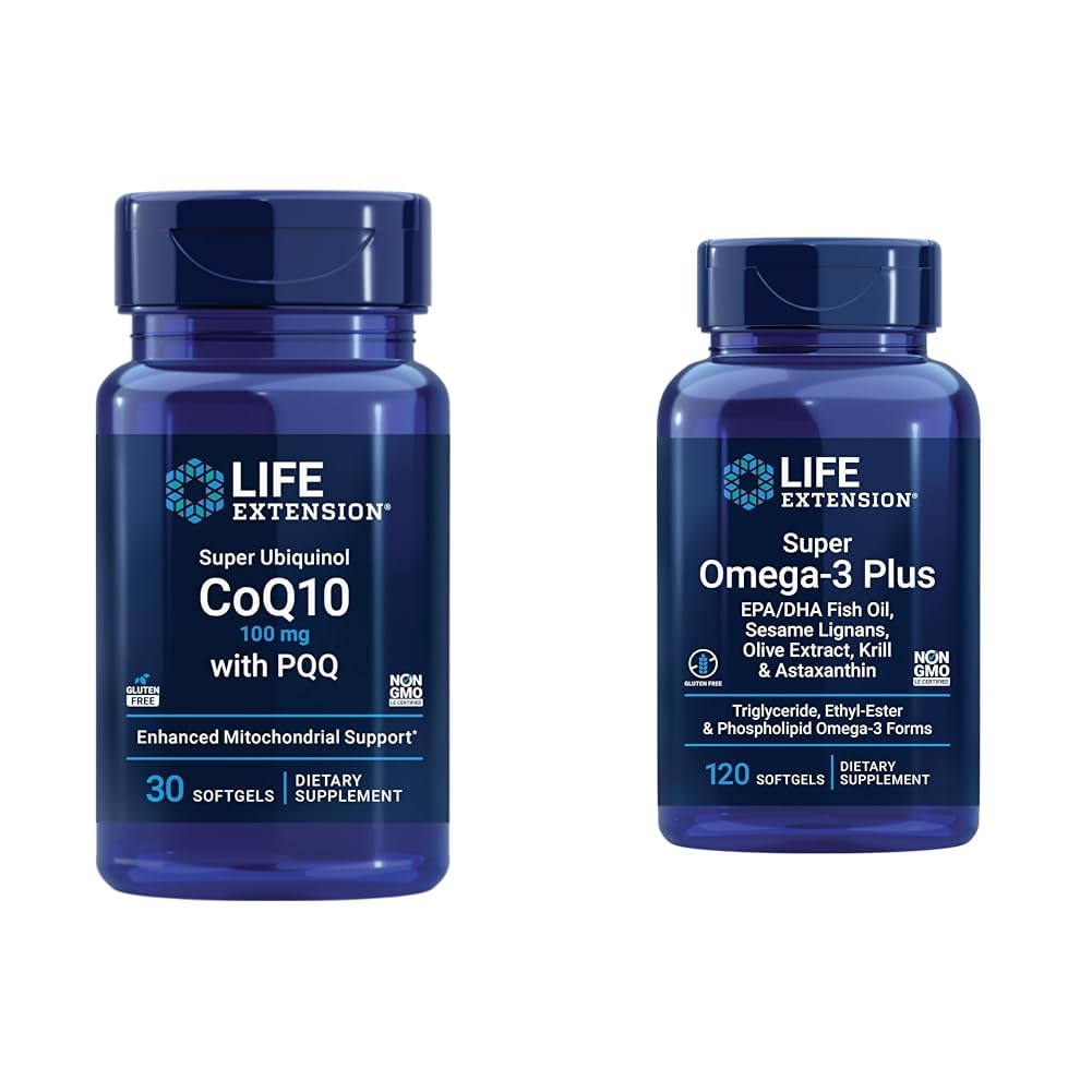 Super Ubiquinol CoQ10 con PQQ, CoQ10, PQQ &amp; Super Omega-3 Plus EPA/DHA Fish Oil, Sesame Lignans