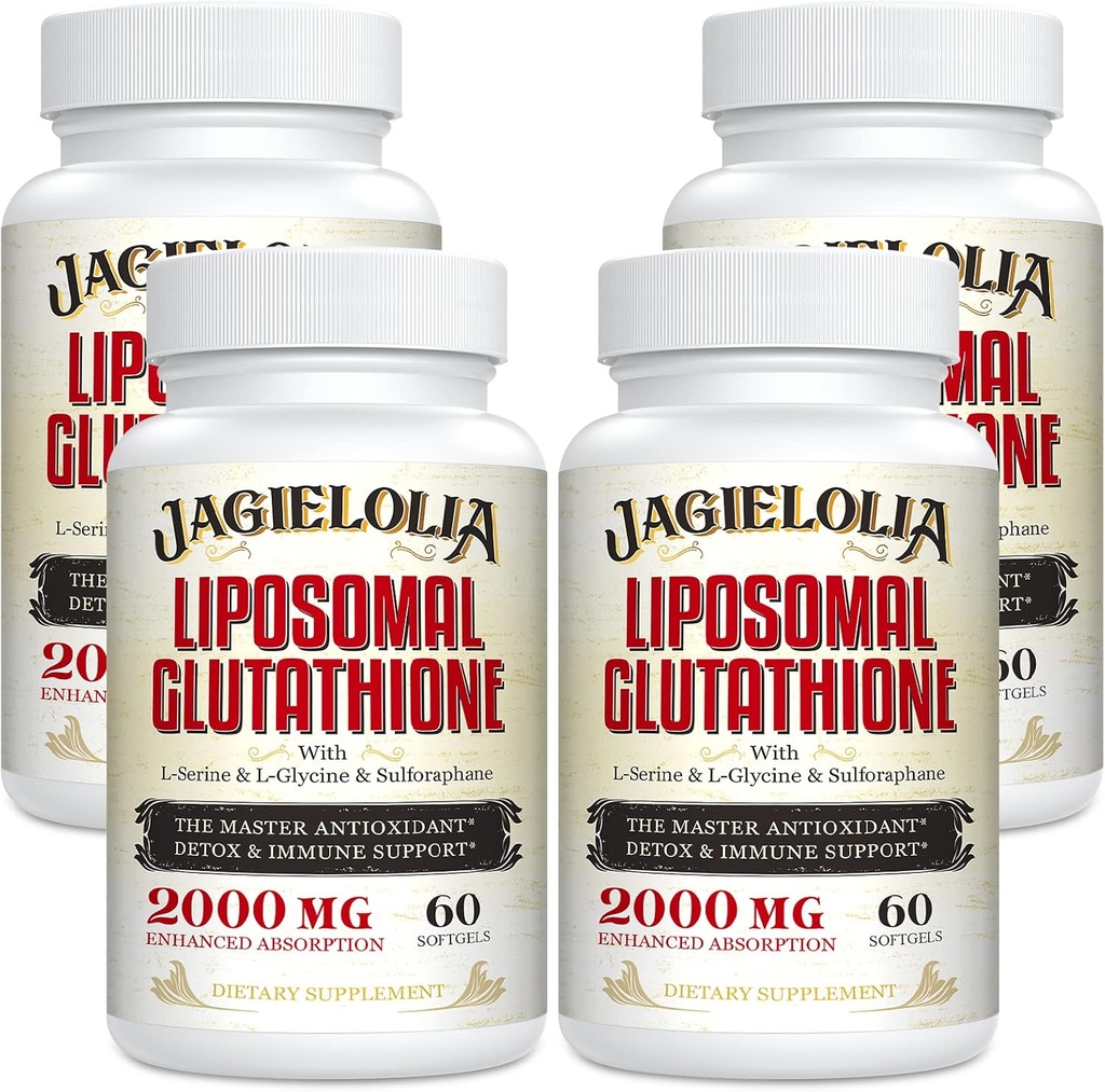 Liposomal Glutathione 2000 mg con L-Serine, L-Glycine & Sulforaphane – Active L-Glutathione Formulación única para mejorar la absorción - Master Antioxidante, detoxificante & inmuno a 240 Softgels