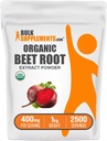 BulkSupplements.com Extracto de remolacha orgánica Powder - Orgánica de remolacha Root Powder, Superfood Supplement - Vegan & Gluten Free, 400 mg por servidumbre, 1kg (2.2 libras) (Pack of 1)
