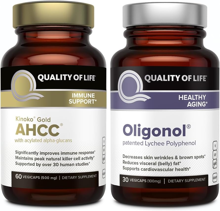 Características de la calidad de vida Kinoko Gold AHCC y Oligonol Lychee Extract - Immune Support Healthy Aging Bundle
