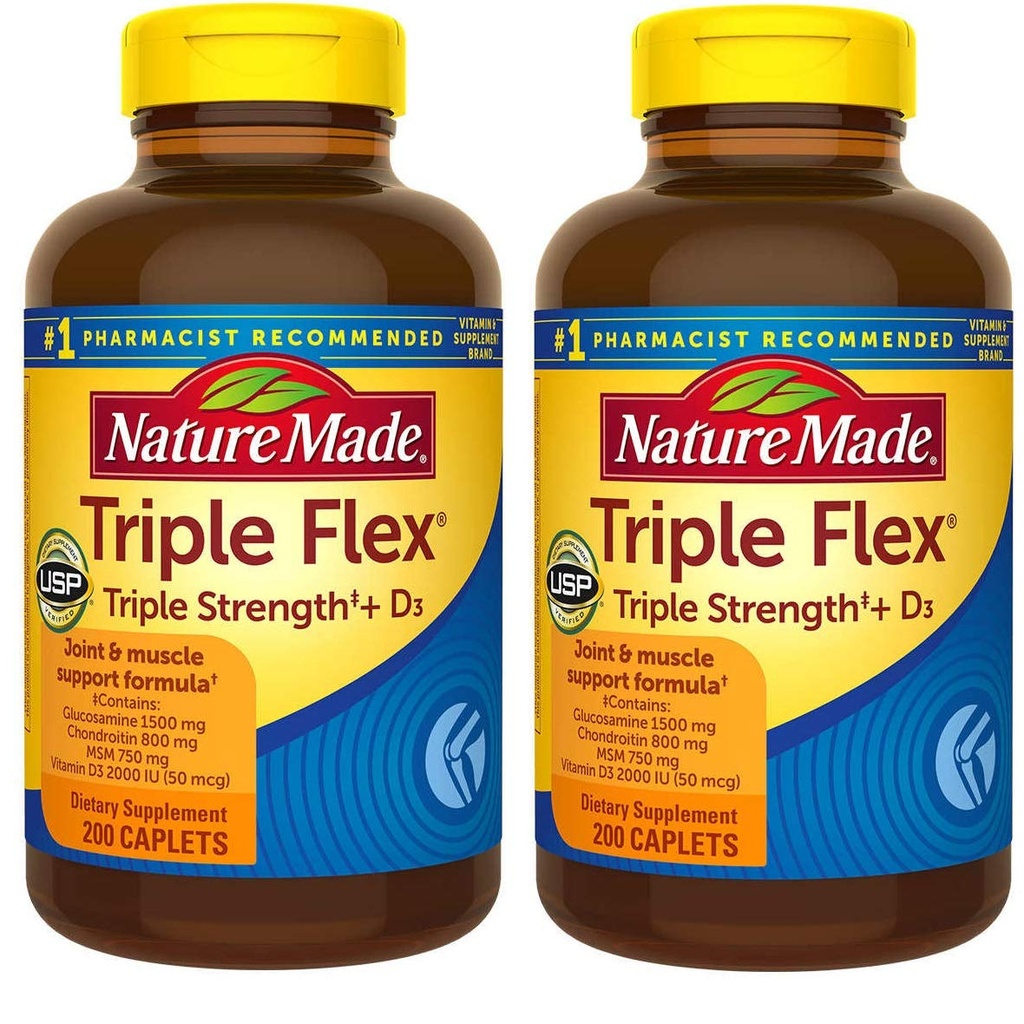 Nature Made TripleFlex, Glucosamine Chondroitin y MSM - 2 Botellas, 200 Caplets Cada, 400 Caplets Total
